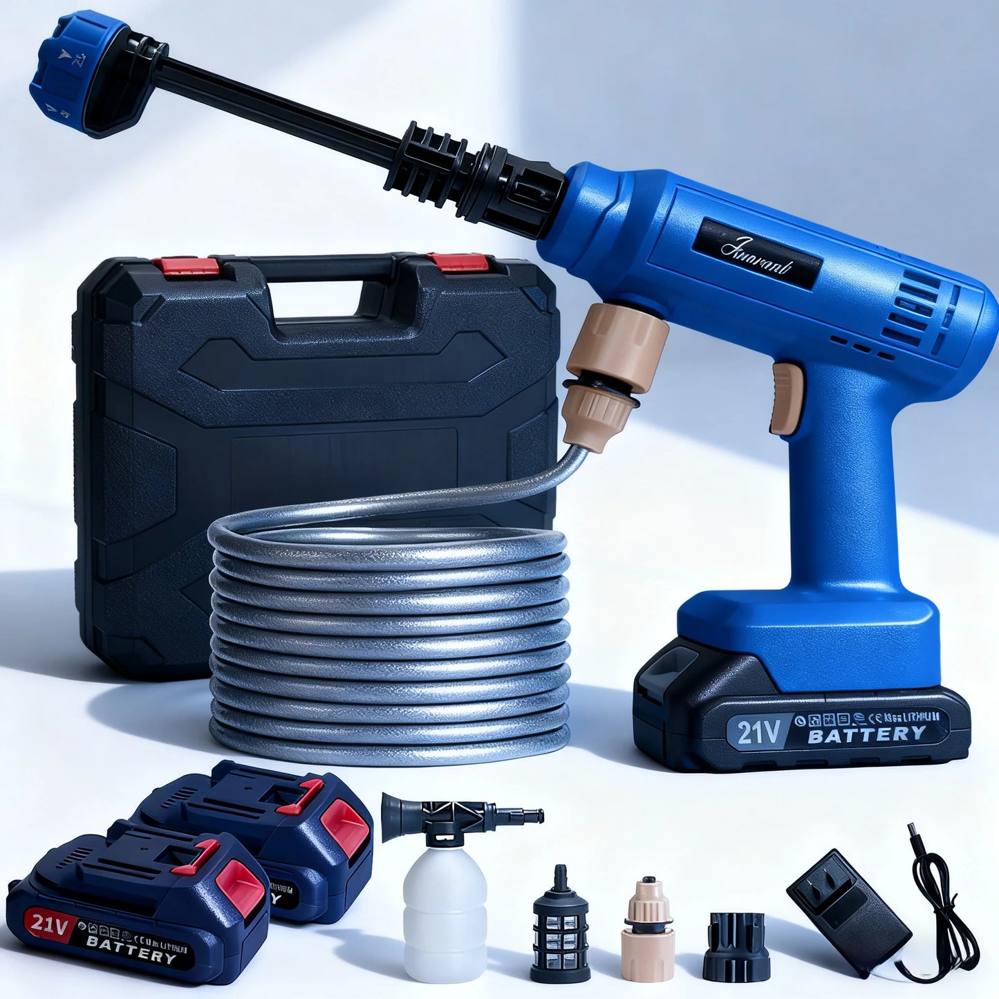 HydroBlast Pro cordless pressure washer gun — full kit with two batteries and charger
